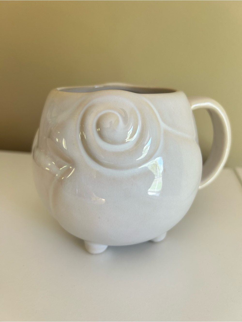 West Elm Farmhouse Figural Animal Lamb Sheep Ram Footed Mug Cup Stoneware